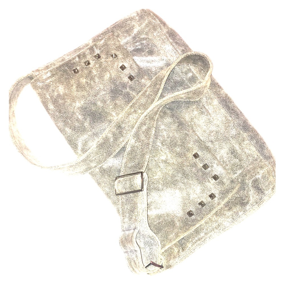 MARCO BUGGIANI grey shimmer studded messenger bag